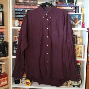 Club room by Charter Club 100% Cotton 2ply Broadcoth Burgundy button-up shirt.
